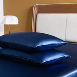 Taie d'oreiller en satin de soie 51x76 bleu