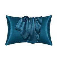 taie d'oreiller en satin confortable bleu lune