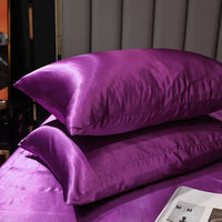 taie d'oreiller en satin doux violet